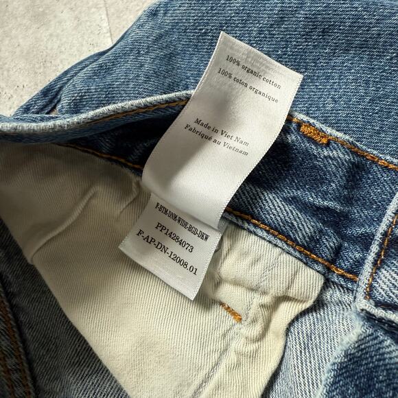 Everlane The Way Wide Crop Jeans Womens Size 30 Medium Wash Button Fly - Picture 8 of 11